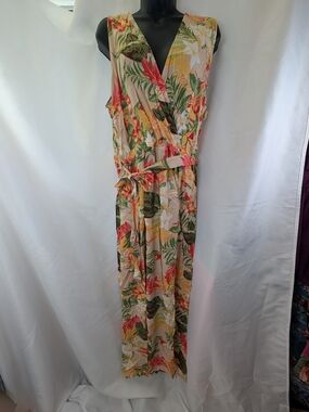 Zenobia TEEN PLUS/ Smaller Adult Tropical Floral Wrap Dress Size 1X, 2X, 3X